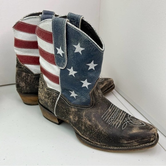 ROPER WOMEN'S AMERICAN BEAUTY FLAG ANKLE BOOTS Size 8 #008 - Picture 11 of 11